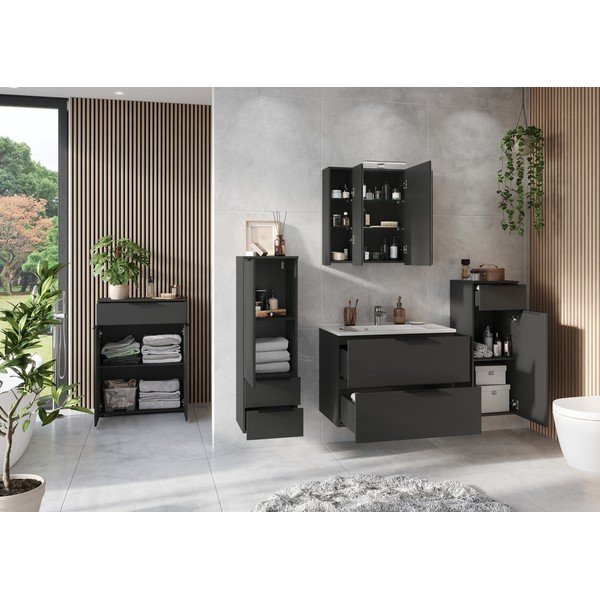 Antracitszürke magas-fali fürdőszoba szekrény 71x95 cm Crandon – Germania-image-4