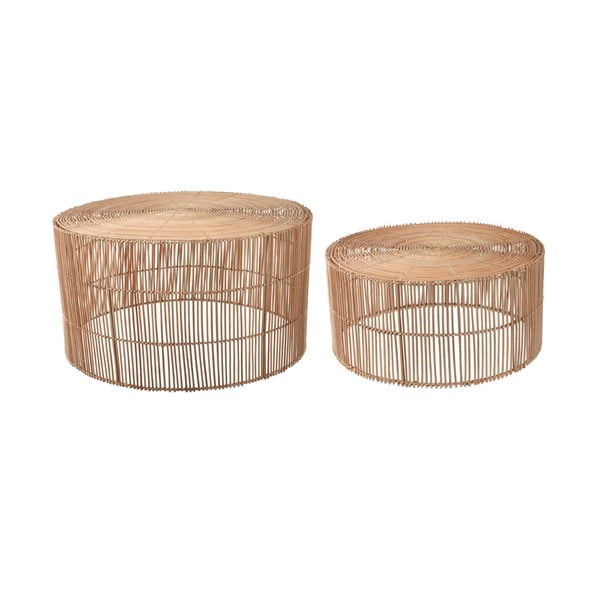 Natúr színű rattan kerek dohányzóasztal szett 2 db-os ø 66 cm Elmima – Kave Home