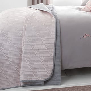 Blossom rózsaszín-szürke steppelt ágytakaró, 240 x 260 cm - Catherine Lansfield
