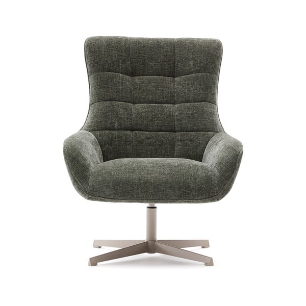 Szürkészöld forgó zsenília fotel Teryl – Kave Home-image-1