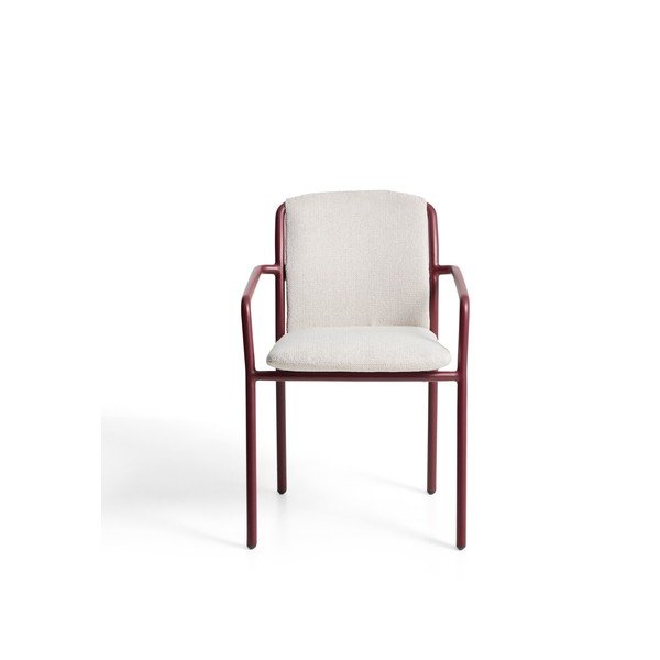 Borvörös párnázott kerti szék Linosa – Kave Home-image-4