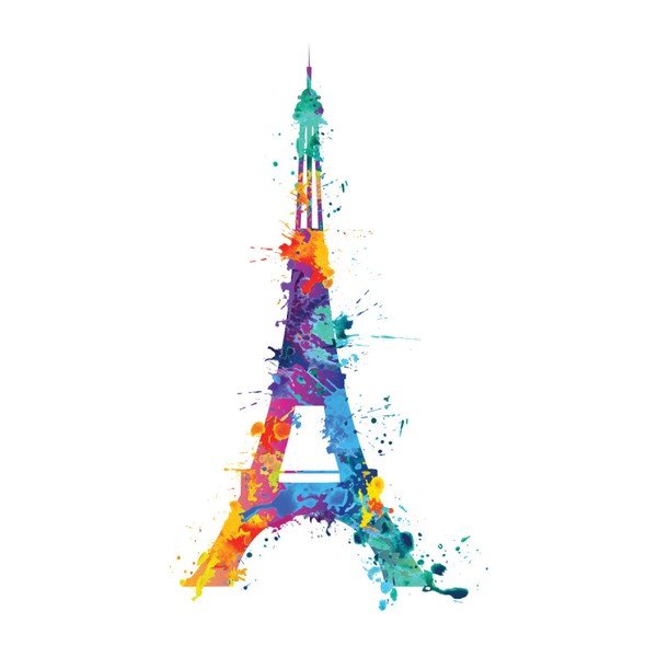 Wall Decal Eiffel Tower Design Watercolor falmatrica, 105 x 60 cm - Ambiance-image-2