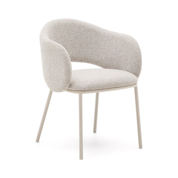 Elefántcsont színű kárpitozott étkezőfotel Maina – Kave Home