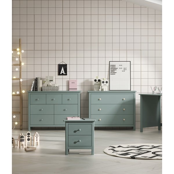 Petróleumkék borovi fenyő gyerek éjjeliszekrény Max – Marckeric-image-1