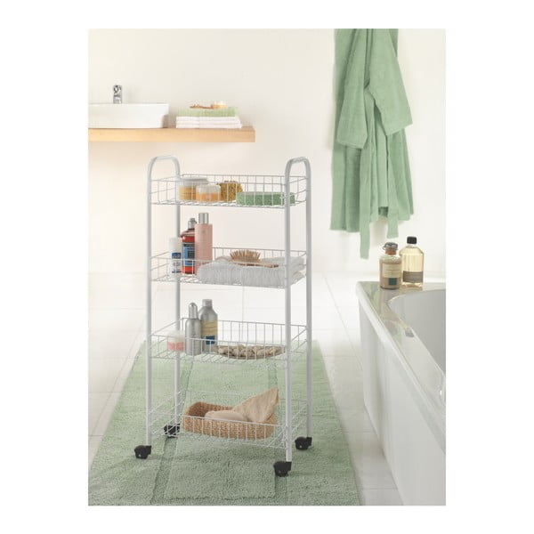 Fehér fém gurulós polcos állvány 41x84 cm Pisa – Metaltex-image-3