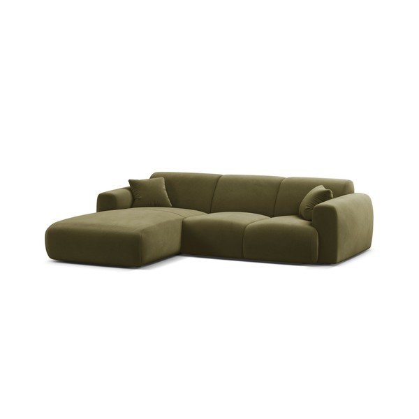 Khaki bársony sarokkanapé (bal oldali-heverő résszel) Molino – Micadoni -image-2