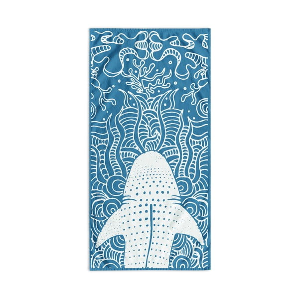 Kék strandtörölköző 90x180 cm Shark – DecoKing