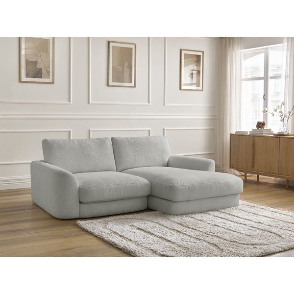 Világosszürke buklé sarokkanapé (jobb oldali-heverő résszel) Leonore – Bobochic Paris-image-4