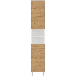 Fehér magas fürdőszoba szekrény tölgyfa dekorral 34x190 cm Torrance - Germania