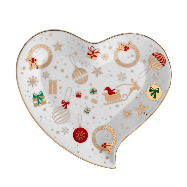 Alleluia szív formájú porcelán tálaló tányér, hossz 20 cm - Brandani