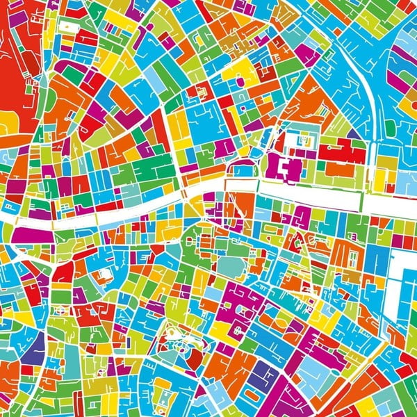 Maps Dublin fali kép, 60 x 60 cm
