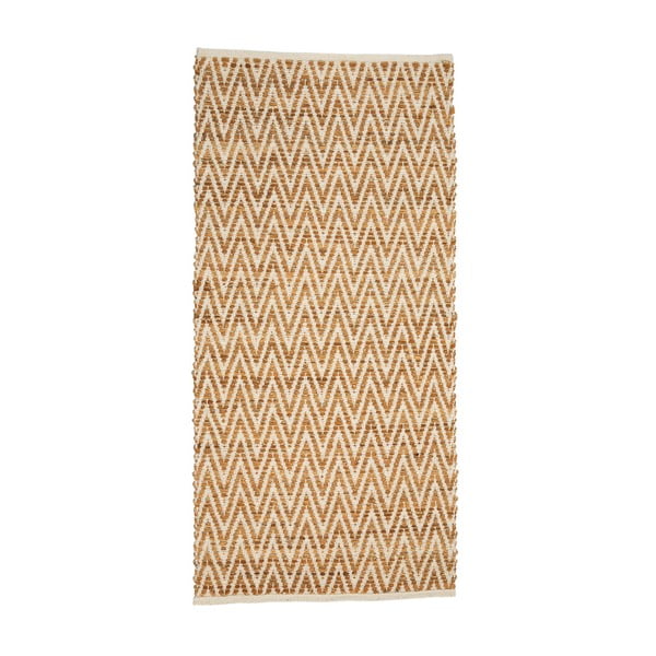 Bézs szőnyeg jutából és bőrből, 140 x 70 cm - Simla