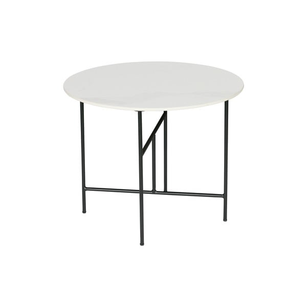Vida fehér dohányzóasztal porcelán asztallappal, ⌀ 60 cm - WOOOD