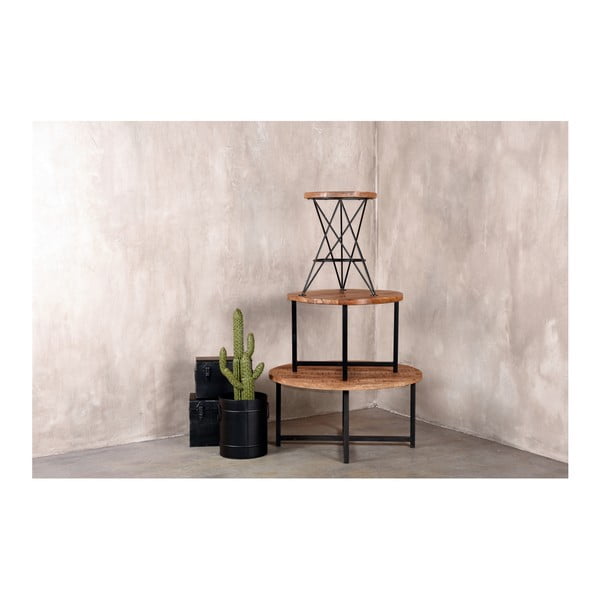 Dex fekete dohányzóasztal mangófa asztallappal, ø 60 cm - LABEL51-image-1