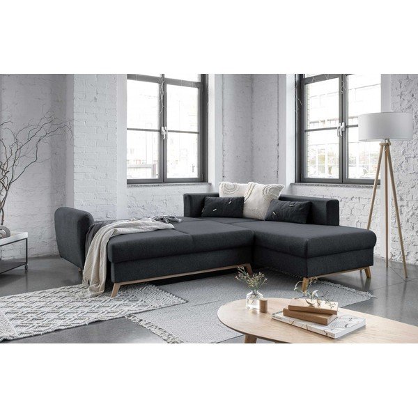 Scandic Lagom L sötétszürke kinyitható kanapé, jobb oldalas - Miuform-image-4