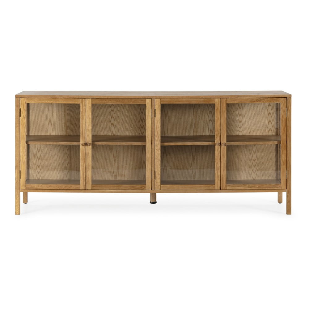 Natúr színű tálalószekrény tölgyfa dekorral 180x80x40 cm Ceci – MOME