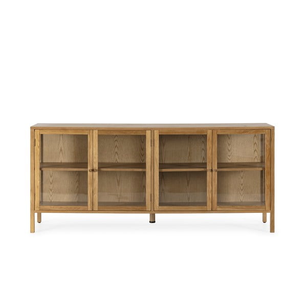 Natúr színű tálalószekrény tölgyfa dekorral 180x80x40 cm Ceci – MOME