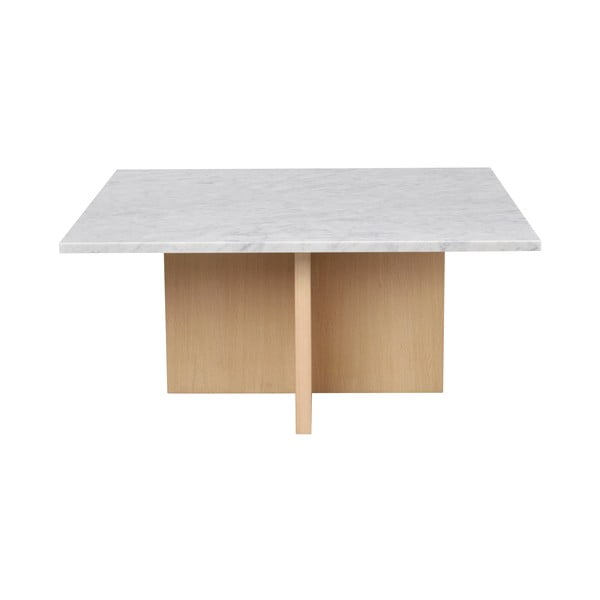 Fehér-natúr színű márvány dohányzóasztal 90x90 cm Brooksville - Rowico-image-4