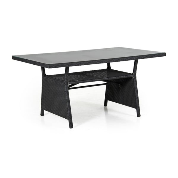 Soho fekete kerti asztal, üveglappal, 143 x 86 cm - Brafab