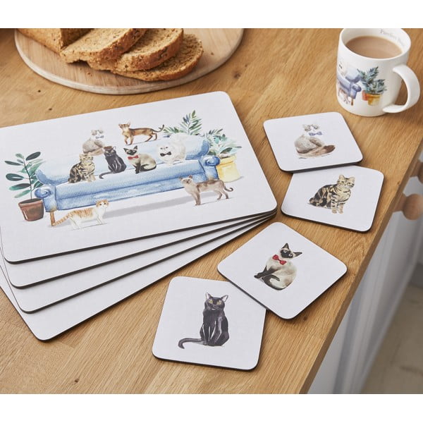 Tányéralátét és poháralátét szett 8 db-os Curious Cats – Cooksmart ®-image-1