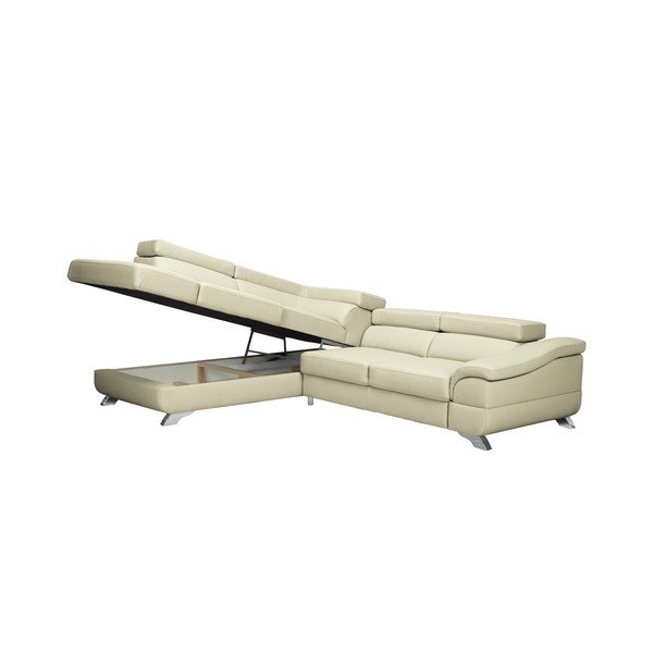 Gamma bézs kinyitható bőr sarokkanapé, bal oldali - Windsor & Co Sofas-image-4
