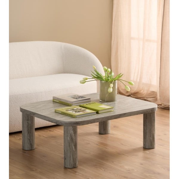 Világosszürke dohányzóasztal márvány dekorral 75x100 cm Solano – Actona-image-1