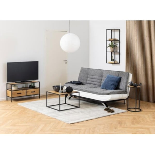 Fekete-natúr színű fali könyvespolc tölgyfa dekorral 37x108 cm Seaford – Actona-image-1