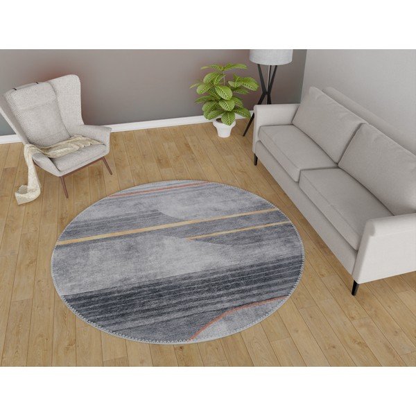 Szürke mosható kerek szőnyeg ø 120 cm Yuvarlak – Vitaus-image-1