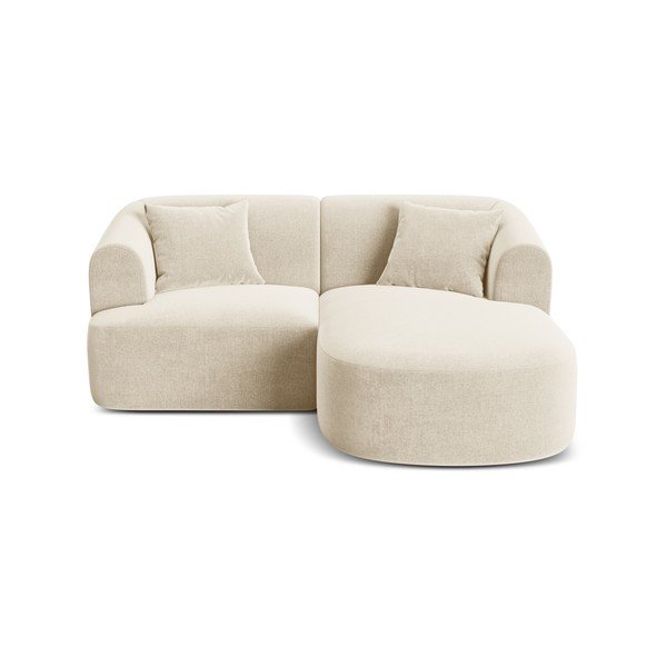 Bézs bársony sarokkanapé (jobb oldali-heverő résszel) Campi – Cosmopolitan Design