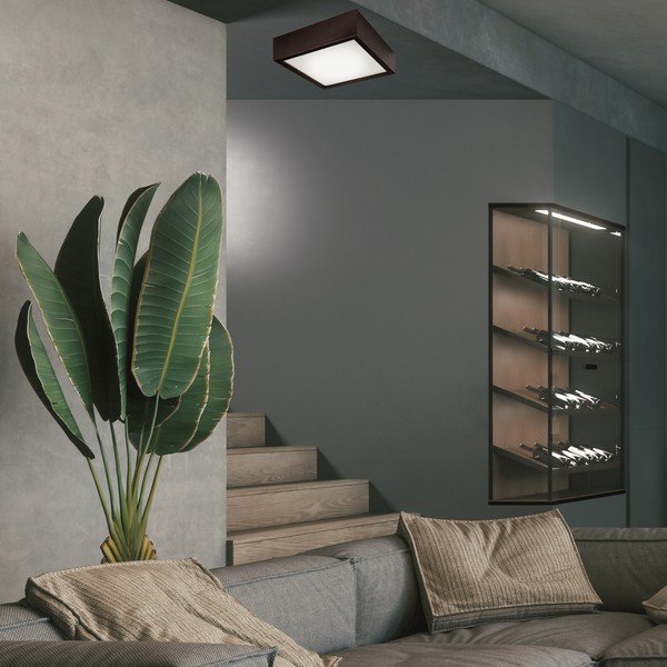 Sötétbarna mennyezeti lámpa üveg búrával 27,5x27,5 cm Quadro – LAMKUR-image-2