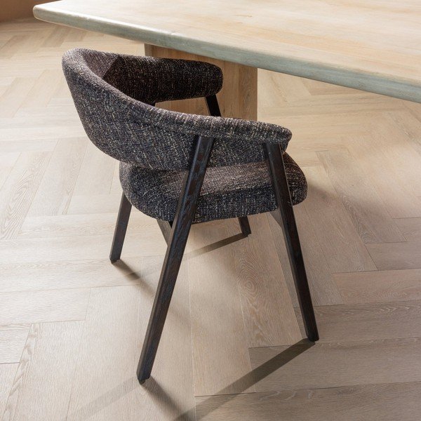 Sötétbarna kárpitozott karfás étkezőszék Tunar – WOOOD-image-1