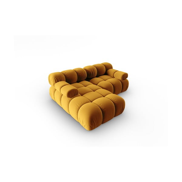 Sárga bársony kanapé 191 cm Bellis – Micadoni Home-image-4