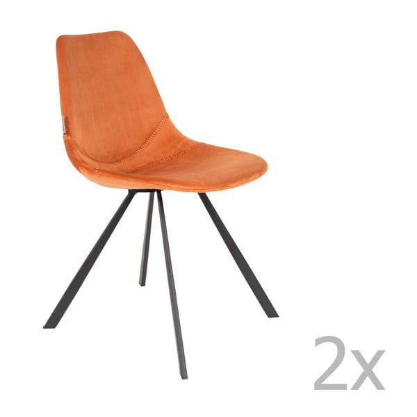 Franky 2 db narancssárga szék bársony kárpittal - Dutchbone