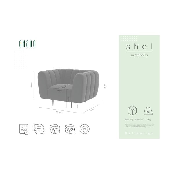 Shel mézsárga bársony fotel - Ghado-image-2