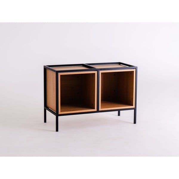 Fekete könyvespolc tölgyfa dekorral 88x60 cm Skap - CustomForm-image-3