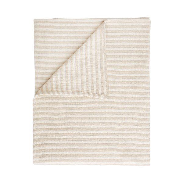 Natúr színű pamut takaró 150x200 cm Cotton Muslin Stripe – Bianca