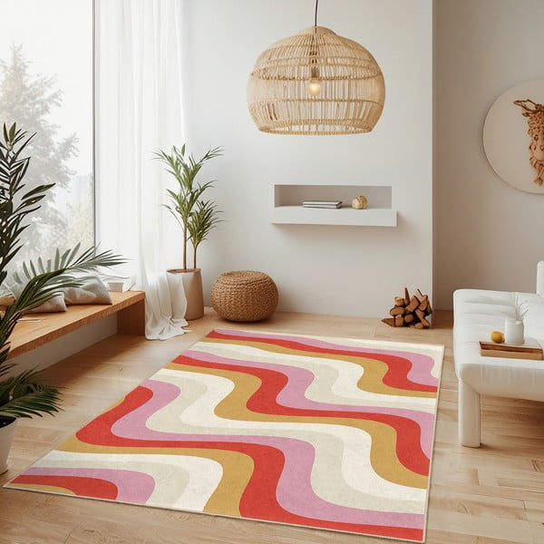 Sárga-rózsaszín mosható futószőnyeg 60x230 cm Creamy Raspberry Swirl – Mila Home-image-2