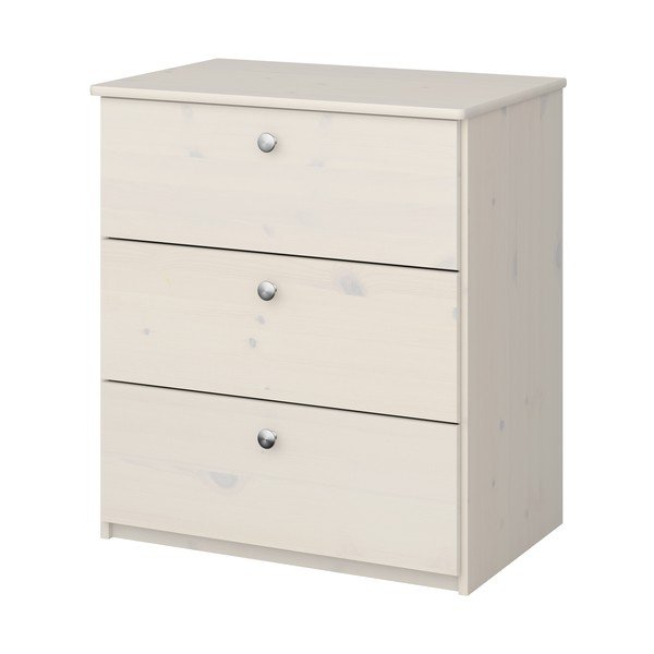 Fehér-természetes színű tömör borovi fenyő alacsony gyerek komód 64x72 cm Memphis - Tvilum-image-1