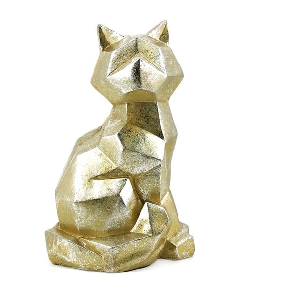 Geometric Cat aranyszínű dekoratív szobor kőből - Moycor