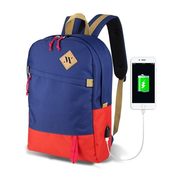 FREEDOM Smart Bag kék-piros hátizsák, USB csatlakozóval - My Valice