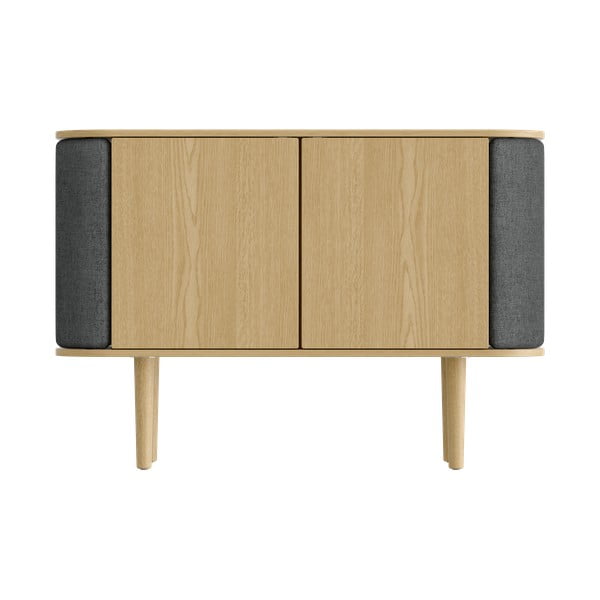 Antracitszürke-natúr színű alacsony komód tölgyfa dekorral 109x75 cm Treasures – UMAGE-image-3