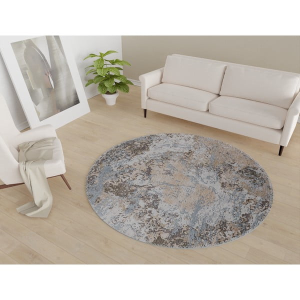 Világoskék-világosbarna mosható kerek szőnyeg ø 80 cm Sandstorm – Vitaus-image-1
