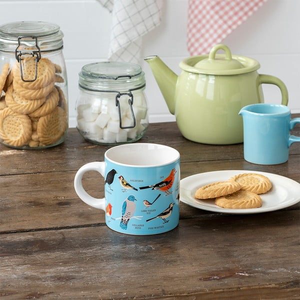 Kék-krémszínű kerámia bögre 350 ml Garden Birds – Rex London-image-1