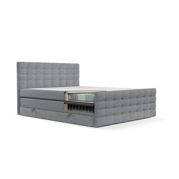 Szürke ágyneműtartós boxspring ágy 200x200 cm Blend – Maison de Rêve-image-2