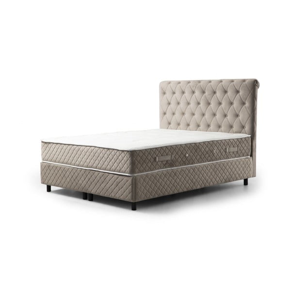 Bézs ágyneműtartós boxspring ágy 140x200 cm Sonata – Kalune Design