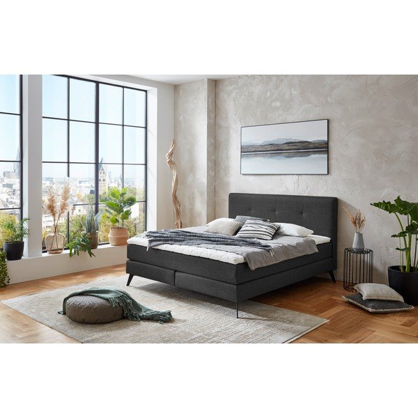 Antracitszürke boxspring ágy 160x200 cm ANCONA – Meise Möbel-image-1