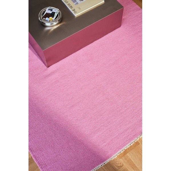 Rózsaszín kézi szövésű gyapjúkeverék futószőnyeg 70x150 cm Row – Jotex-image-1