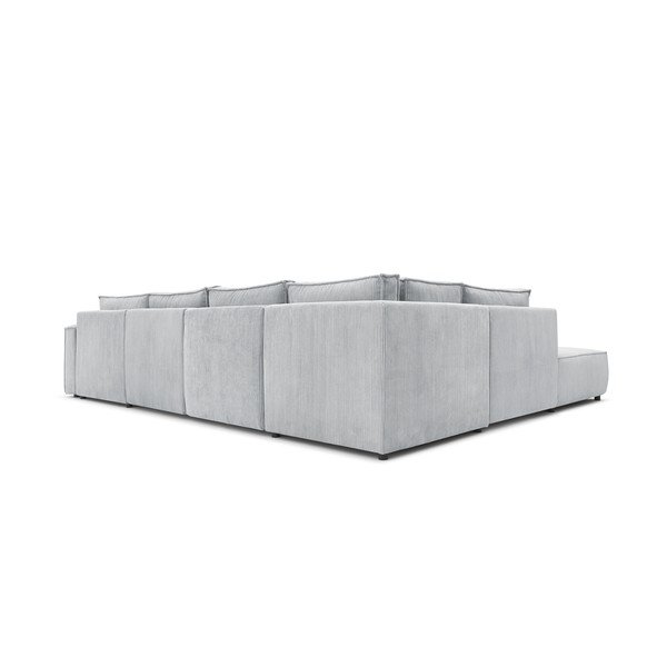 Világosszürke kordbársony sarokkanapé (bal oldali-"U" alakú) Nihad modular – Bobochic Paris-image-4