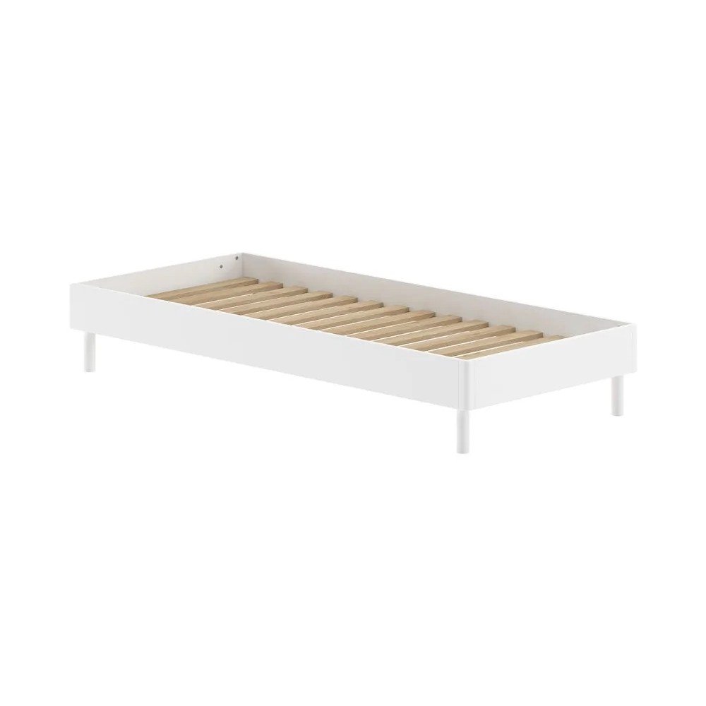 Fehér bükkfa egyszemélyes ágy ágytámla nélkül, ágyráccsal 90x200 cm Forrest Vipack