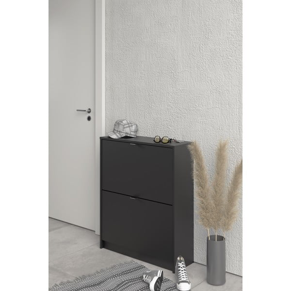 Fekete billenő ajtós cipőtartó Shoes – Tvilum-image-1